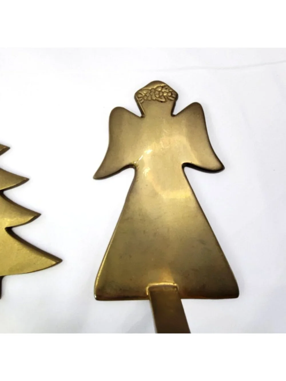 Vintage Christmas Tree & Angel Brass Stocking Holders 11